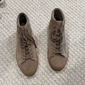 Vince Men's Taupe Suede High-Top Sneakers